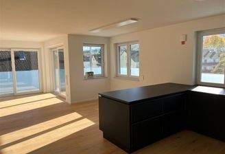 Wohnzimmer mit offener Küche