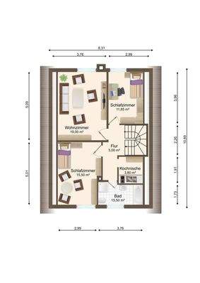 Dachgeschoss - nicht maßstabsgetreu