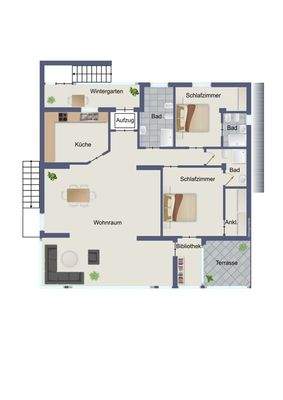 Hochparterre mit direktem Zugang zum Garten