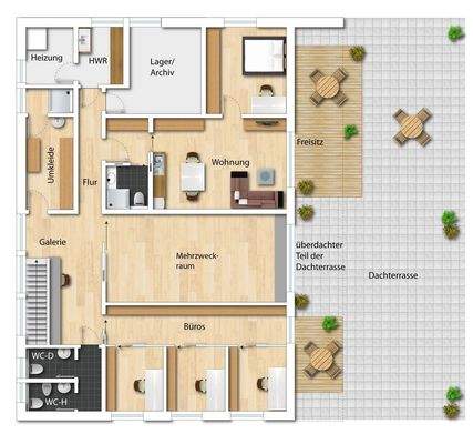 Grundriss OG (nicht maßstabsgetreu - kann vom Original abweichen)