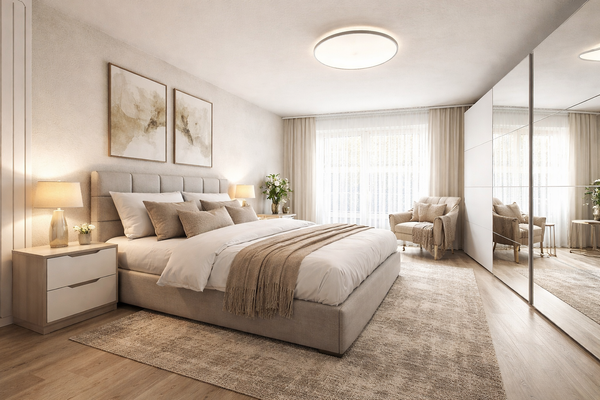 Schlafzimmer virtuell gestaged