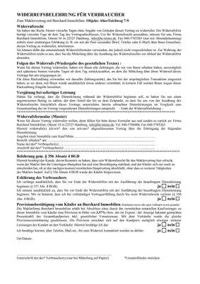 WIDERRUFSBELEHRUNG FÜR VERBRAUCHER MIT PROVISIONSBESTÄTIGUNG 