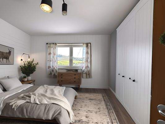 Zimmer im Obergeschoss (KI generiertes Einrichtungsbeispiel)