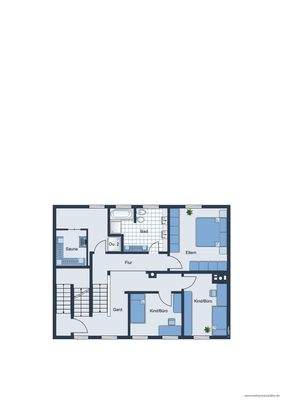 Grundrissskizze vom Obergeschoss des Hauses - nicht maßstabsgetreu - Möblierung dient lediglich zur Veranschaulichung und ist nicht Bestandteil des Hauses