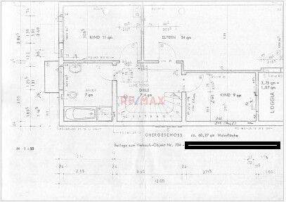 Obergeschoss bemaßt geschwärzt