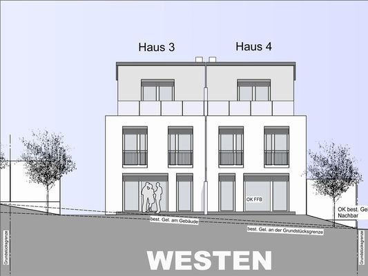 Ansicht Westen Haus 3 + 4