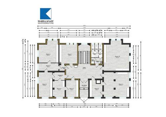 Grundriss Einheit 109 m² + Wcs (Gelb)