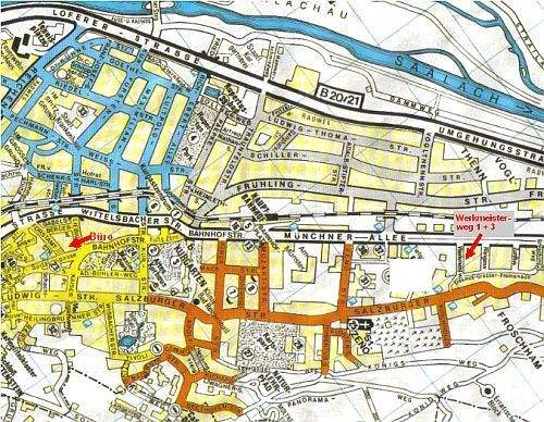 Stadtplan mit eingezeichneter Lage