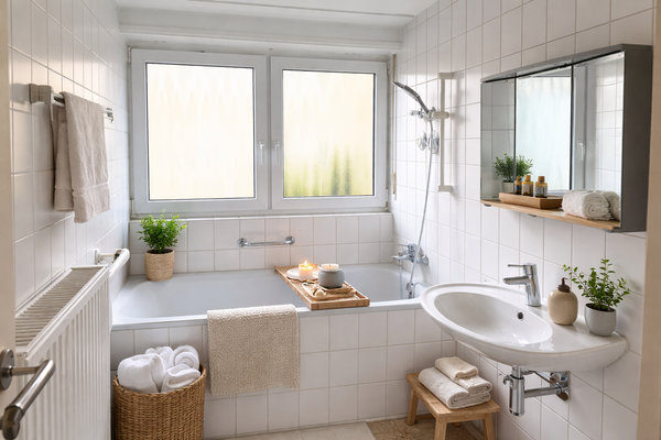 1.OG | Tageslichtbad mit Wanne und Waschmaschinenanschluss, virtuelle Darstellung