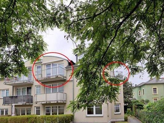 Außenansicht mit Markierungen