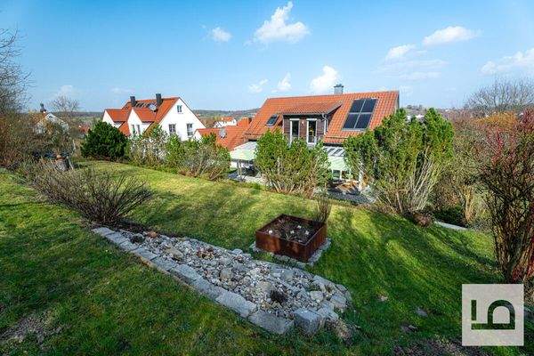 Blick vom Grundstück aufs Haus