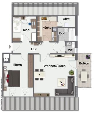 3-Zimmer-Dachgeschoss-Wohnung