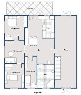 Darstellung Erdgeschoss (ohne Stall)