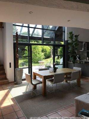 Blick Essen in den Garten