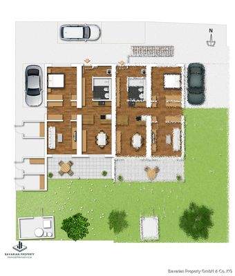 Grundriss Wohnung 1 (Gestaltungsbeispiel)