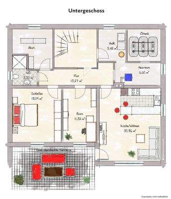 Gartengeschoss - helles Wohnen mit Duschbad/WC und rasse
