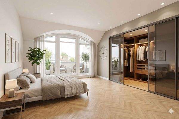 Schlafzimmer 1 im Dachgeschoss (virtuell bearbeitet)