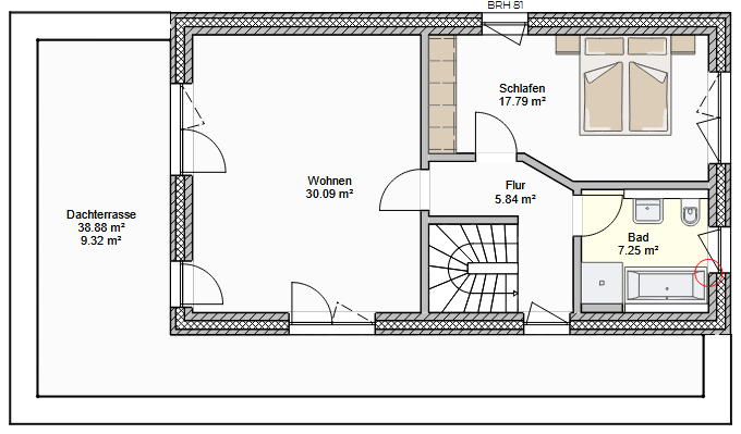 Grundriss Maisonette Whg 3, 2. Obergeschoss