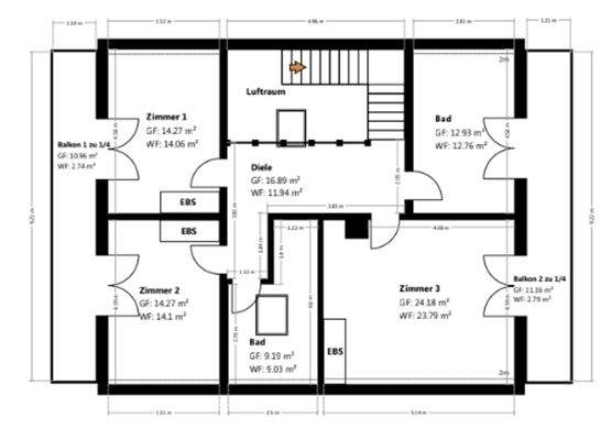 Grundriss Skizze DG Haus 25b