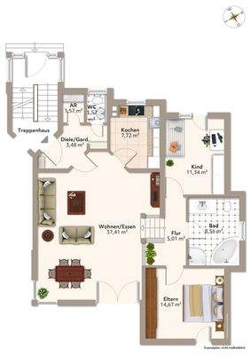 Grundriss mit Möblierungsvorschlag