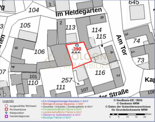 Grundstück markiert auf der Karte