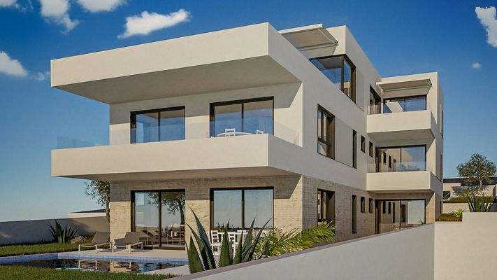 KITZIMMO-Grundstück mit Meerblick & Baugenehmigung für ein Apartmenthaus - Immobilien Kroatien.