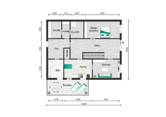 Grundriss - Fachwerkhaus EG