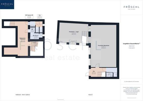 Restaurant Halbstock und Produktion/Lager