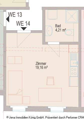 Einzimmerwohnung mit Einbauküche im Herzen Jenas - Foto 4