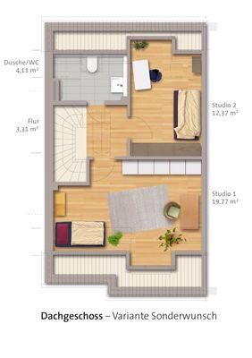 Grundriss Dachgeschoss Sonderwunsch Variante 2