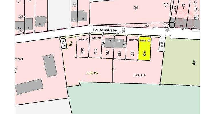 Katasterkarte Fenne Hausenstraße Grundstück DHH 276 m² rechts 