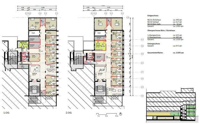Grundrisse 1. 2. OG - Ausbau Ärztehaus
