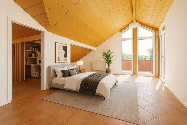 Visualisierung Schlafzimmer 1 mit Balkonzugang