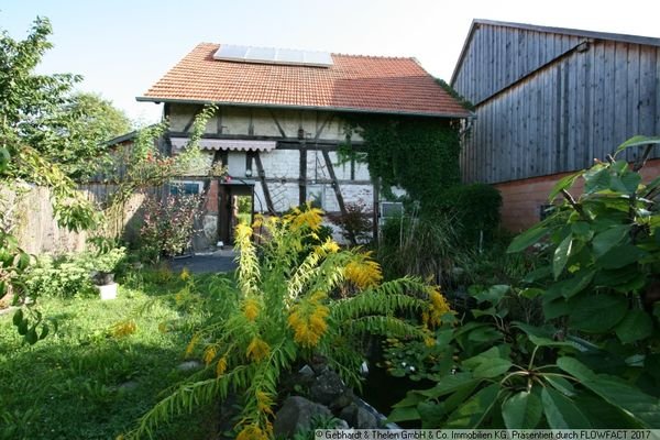 Terrasse und Teich