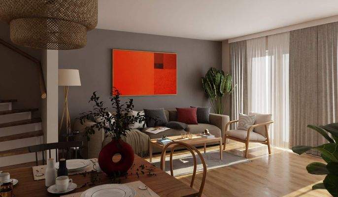 Lichtdurchfluteter Wohnbereich dank bodentiefer Fe