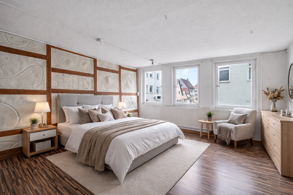 Schlafzimmer mit Altbaucharme - virtuell renoviert