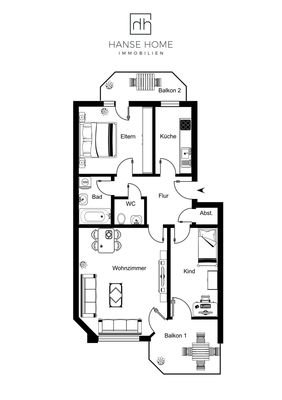 Grundriss 1. Obergeschoss WE 2