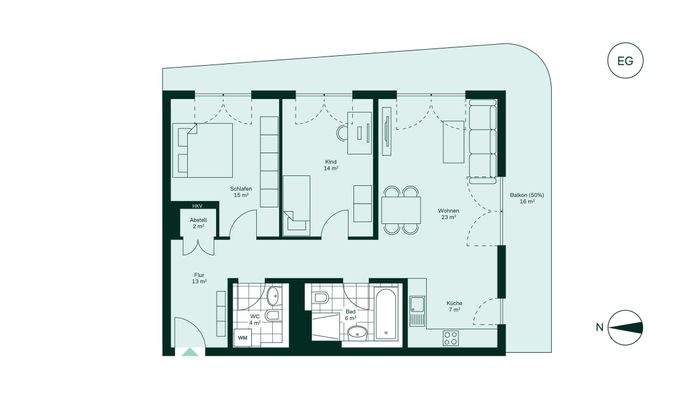 Komfortabler Grundriss