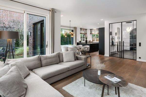 Der über 80 qm große Wohn- Essbereich