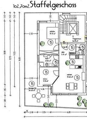 Grundriss Staffelgeschoss, Whg. Nr. 15