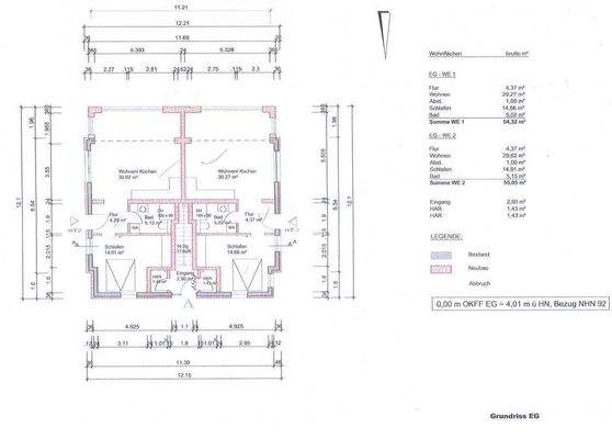 Grundriss Planung Umbau EG, WG 1