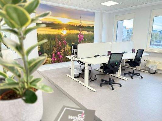 Möbliertes, modernes Büro