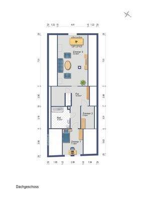 Dachgeschoss Nutzfläche mit wohnwirtschaftlichem Charakter(Darstellung und Maßangaben sind ohne Gewähr)