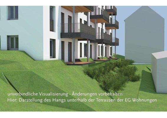 Die EG-Wohnungen haben kleine Gartenanteile. Ab Ka