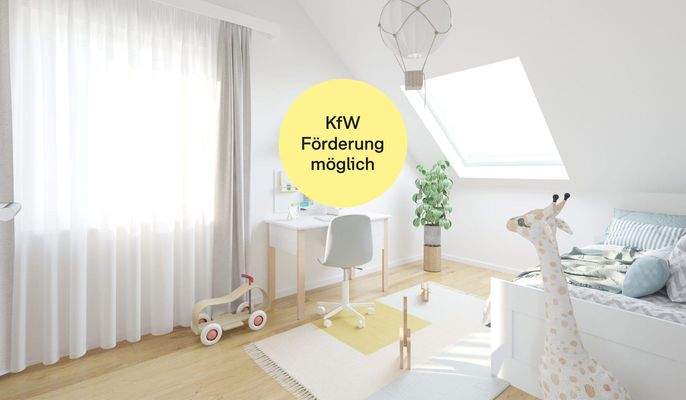 Visualisierung des Kinderzimmers im Doppelhaus_KfW