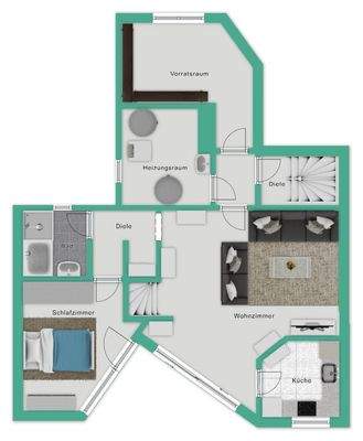 Kellergeschoss - Grundriss nicht maßstabsgetreu