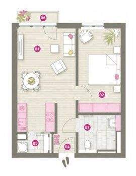 2-Zimmer-Wohnungsplan