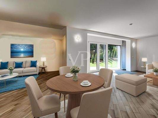 Beispielmöblierung Wohn-, Essbereich