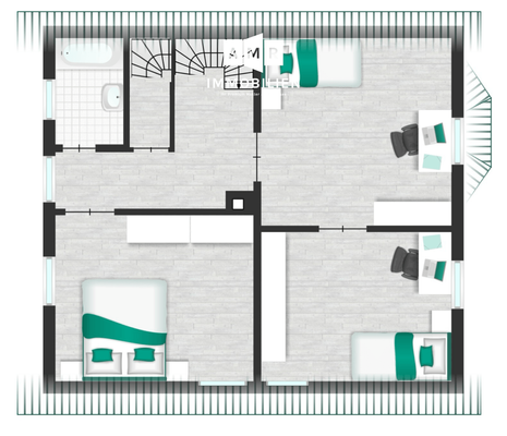 Grunsriss 1. Obergeschoss