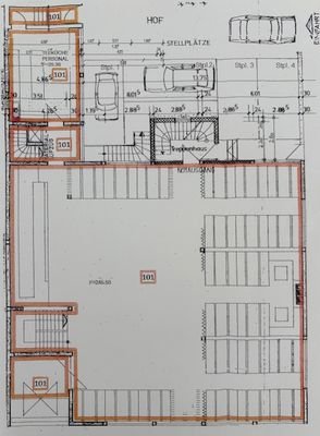 Hochparterre, Verkaufsfläche ist braun umrandet